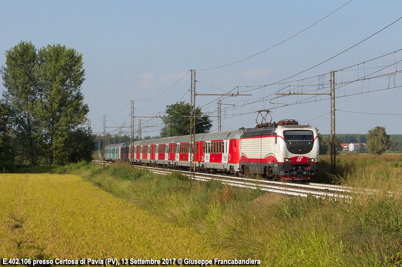 Treno EuroCity EC Thello con Locomotiva Elettrica E.402.106 Foto Giuseppe Francabandiera
